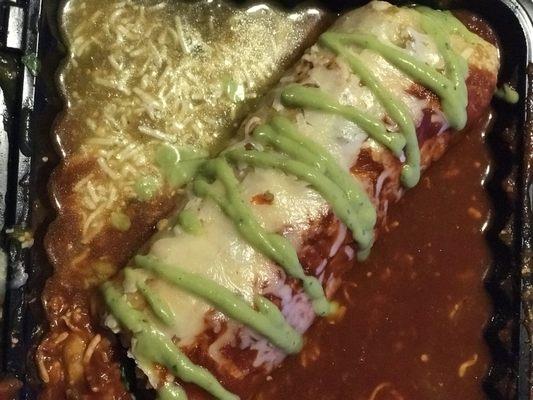 Carne Asada wet burrito Red & Green sauce