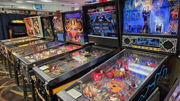 Pinball machines.