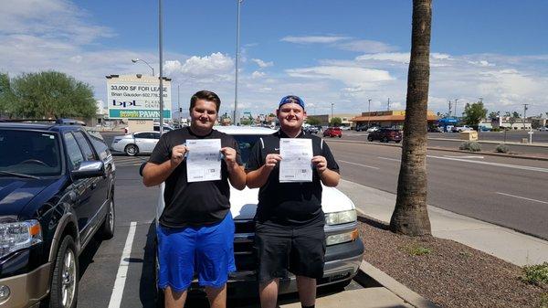 Here we go  Anthony and Nicholas, congrats on your brand-new learners permit. It was fun to have you in our 5-hour class today and get you