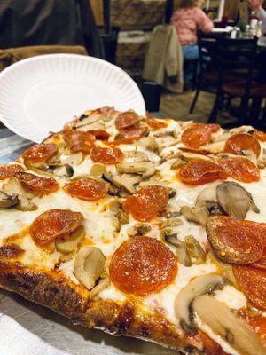 Sicilian w/ extra cheese, pepperoni, mushroom