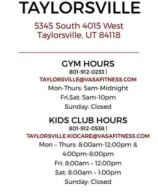 Gym and day care hrs !