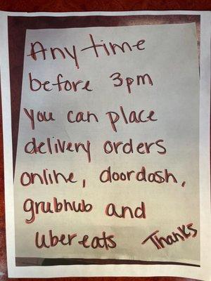 delivery time