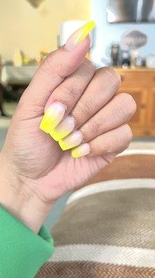 Neon yellow nail