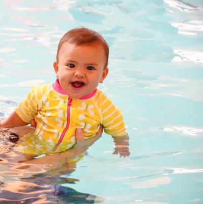 Lydia loved her first swimming lessons.  Great facilities and great instructors!