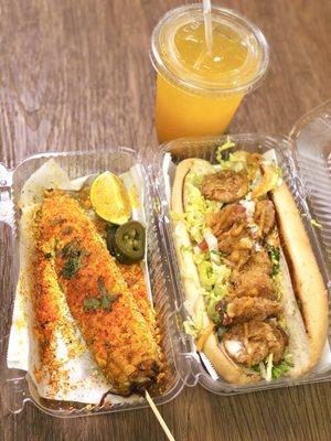 Street corn, PO' boy, and the mango lemonade