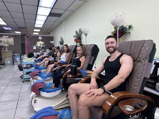 My niece, myself and my son having  pedicures at NS Nail Spa