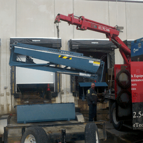 Dock leveler install in progress