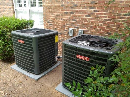 2 brand new 2 Speed 18 SEER Goodman Units just installed for a happy customer.