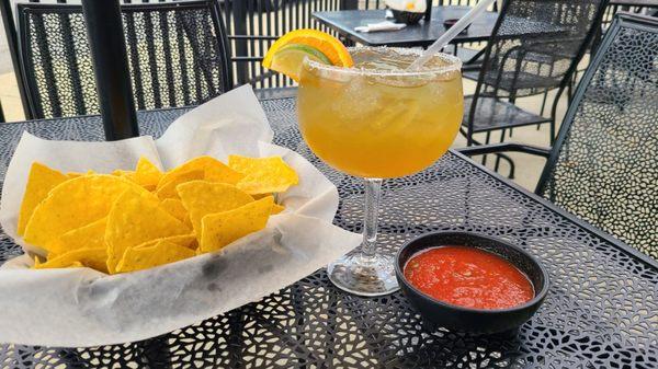 House Golden Margarita with Chips and Salsa.