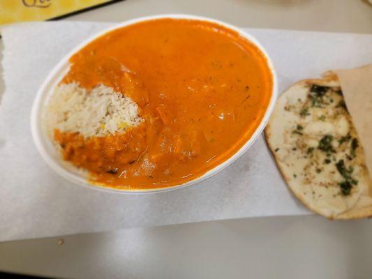 Tikka masala and garlic naan