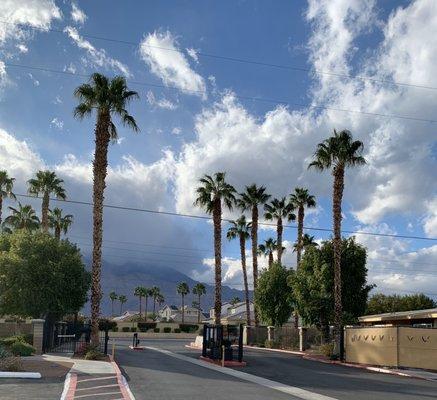 View of Mt. San Jacinto through the front gate; renovations in progress on the right.