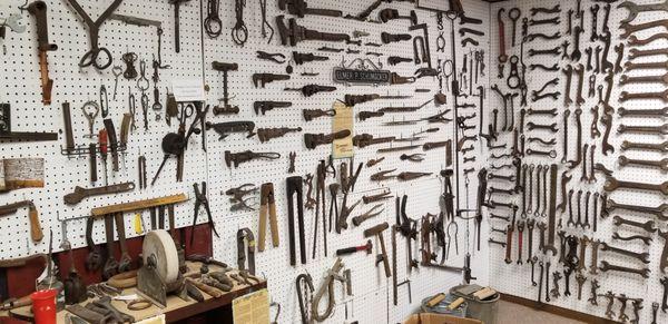 Antique hand tool collection from the Schumacher family at the Dickey County Heritage Center museum in Oakes, ND.