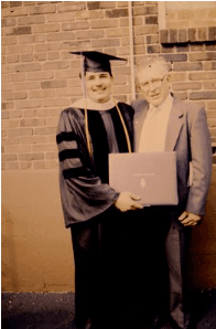 Dr. Heib and his proud father at the Fall 1988 Palmer College of Chiropractic Graduation Ceremony.