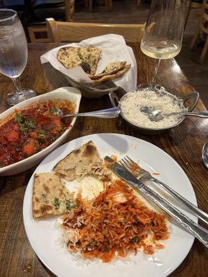 Chicken Vindaloo with Basmati rice and Garlic Naan