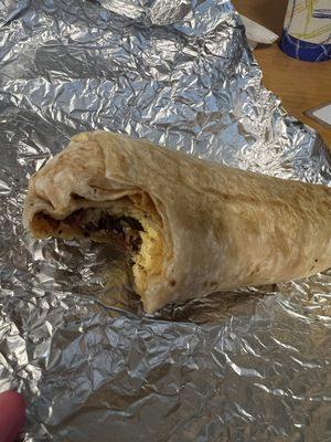 Breakfast burrito (minus my first bite) - yummy!