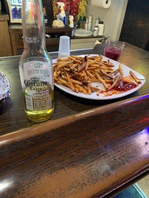 Large fries & a corona