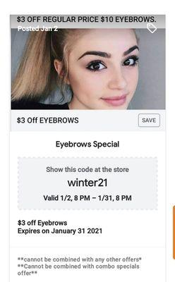 Eyebrows special for January 2021