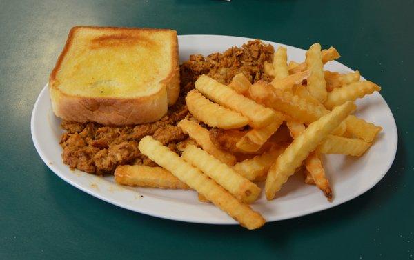 Chopped BBQ, Fries and Texas Toast