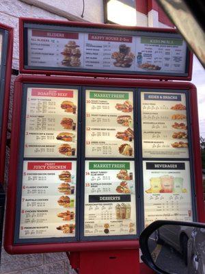 Drive through menu