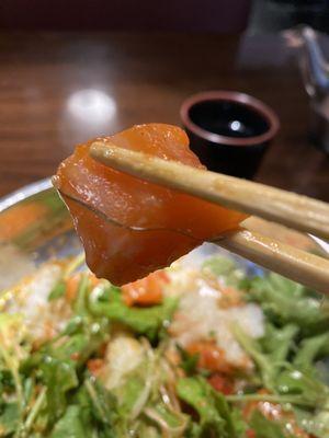 Salmon Poke ... beautiful marbling! So delicious.