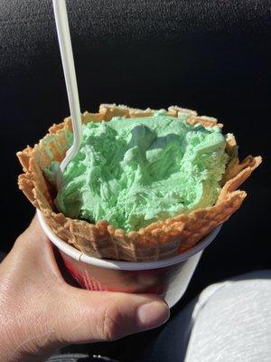 Pistachio in waffle cup