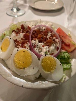 Wedge Salad with Egg and Bacon added