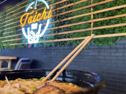 Ramen Musu with Pork.  Miso Ramen Noodle Soup