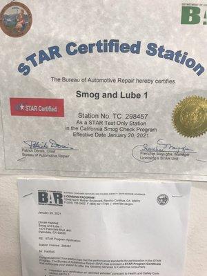 Smog star certified for Smog And Lube 1