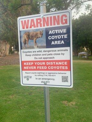 coyote warning sign