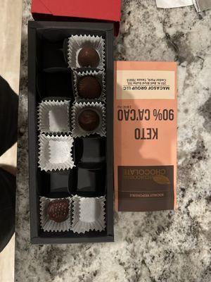 Chocolate truffles + keto bar