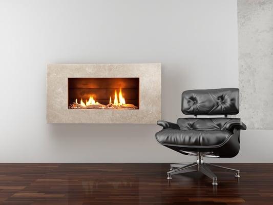 ST900 Indoor Gas Cream Travertine fireplace