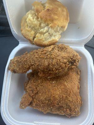 2 pieces dark meat with a biscuit