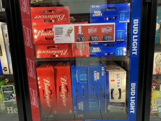 Budwesier/Budlight/Tecate/TecateLight/Coors 3 pack $5.49 12 pack $9.99 18 pack $13.99