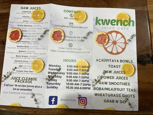 Kwench menu 1