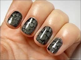 snake skin decorated gel nails