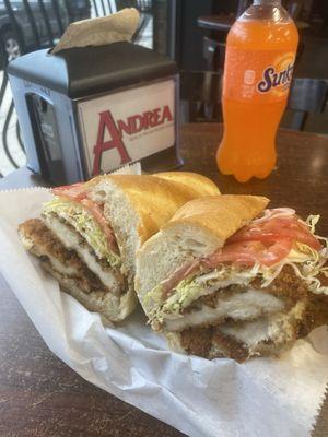 Chicken cutlet sandwich with balsamic vinaigrette.