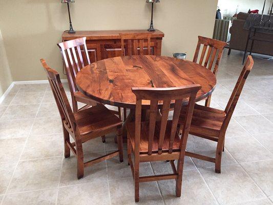 43" round mesquite dinette with mesquite and ironwood chairs.