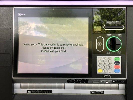 9/13/2022 ATM not working again, this problem has been going on for YEARS