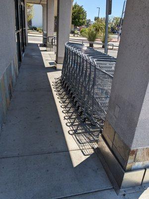 Shopping carts by the front door