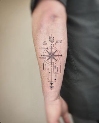 By Jadyn/ Fine-line geometric concept tattoo