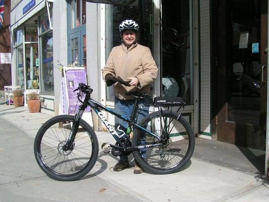 Barb checking out an electric bike conversion