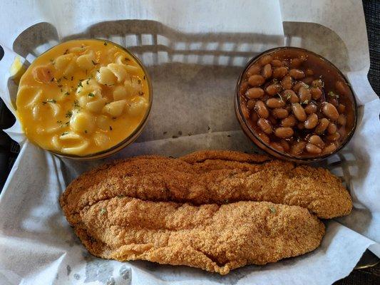 Fish Meal - all bland. Pretty sure the pork and beans were from a can.