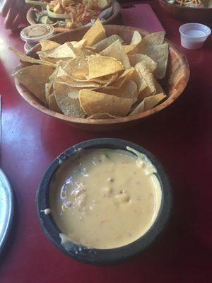 Seriously huge bowl of chips & queso!