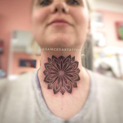 Dotwork mandala tattoo done by Sam Cedar @samcedartattoo