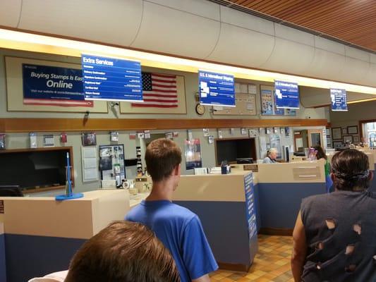 Interior of post office:  waiting line