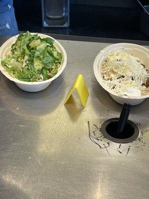 Half full bowl on the right. My wife's is 80% lettuce.