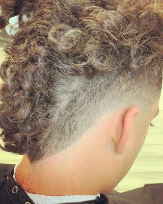 Mohawk faded into the curls!! Some heat for the kitchen!!!