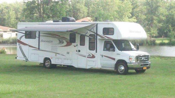 Our motorhomes are all newly modeled with electric awnings, outside speakers, LED lights inside and out.