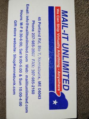 Mail-it unlimited business card