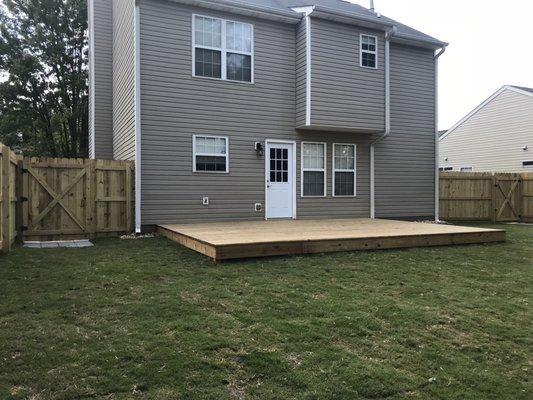 Spec Built House with small concrete patio - Upgraded to large deck, new fencing, and fire pit for entertaining friends!